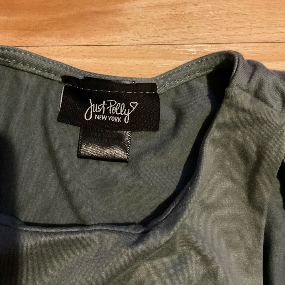 Just Polly sage green bodysuit top size s comfy classic athleisure professional - Picture 3 of 3